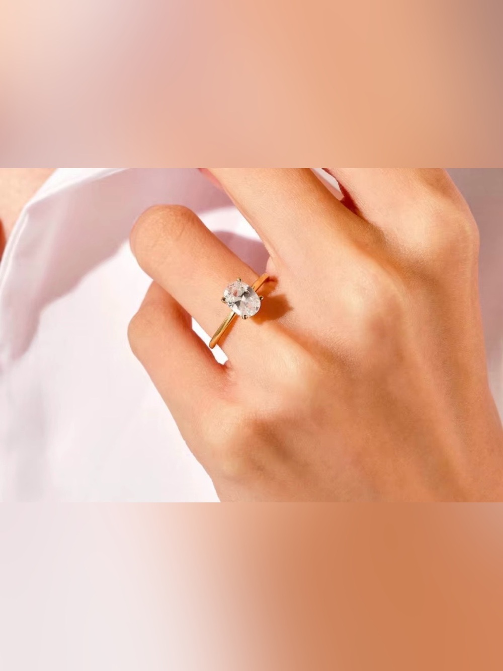 2 CTW Oval Moissanite Solitaire Ring Gold Over S925 | DTP